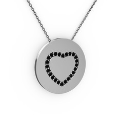 Nina Kalp Kolye - Siyah zirkon 925 ayar gümüş kolye (40 cm gümüş rolo zincir) #yi445q