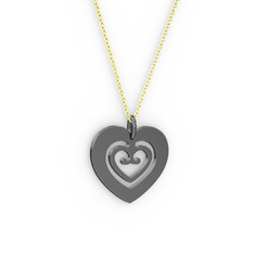 Milen Kalp Kolye - 925 ayar siyah rodyum kaplama gümüş kolye (40 cm altın rolo zincir) #1lnuanf