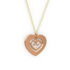 Milen Kalp Kolye - 18 ayar rose altın kolye (40 cm altın rolo zincir) #1uobb5z