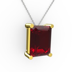 Garnet 18 ayar altın kolye (40 cm gümüş rolo zincir)