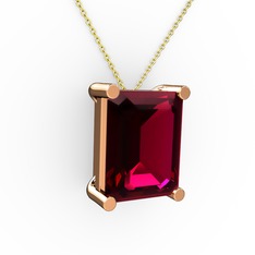 Rodolit garnet 14 ayar rose altın kolye (40 cm altın rolo zincir)