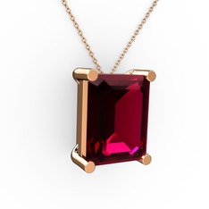 Rodolit garnet 14 ayar rose altın kolye (40 cm rose altın rolo zincir)