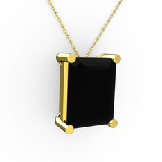 Meira Tektaş Dikdörtgen Kolye - Siyah zirkon 18 ayar altın kolye (40 cm altın rolo zincir) #ijjxpp
