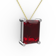 Garnet 14 ayar beyaz altın kolye (40 cm altın rolo zincir)