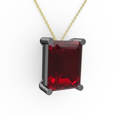 Garnet 925 ayar siyah rodyum kaplama gümüş kolye (40 cm altın rolo zincir)