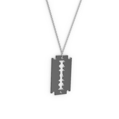 925 ayar siyah rodyum kaplama gümüş kolye (40 cm gümüş rolo zincir)