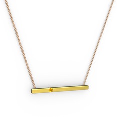 Çubuk Kolye - Sitrin 18 ayar altın kolye (40 cm rose altın rolo zincir) #19fzfnx