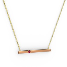 Çubuk Kolye - Rodolit garnet 925 ayar rose altın kaplama gümüş kolye (40 cm altın rolo zincir) #19kf6mr