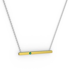 Çubuk Kolye - Yeşil kuvars 925 ayar altın kaplama gümüş kolye (40 cm beyaz altın rolo zincir) #1bm0f8x