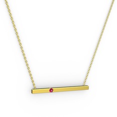 Çubuk Kolye - Rodolit garnet 14 ayar altın kolye (40 cm altın rolo zincir) #1bskx1u
