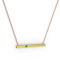 Çubuk Kolye - Yeşil kuvars 18 ayar altın kolye (40 cm rose altın rolo zincir) #1epp1hl