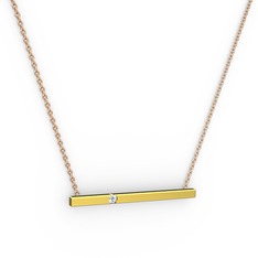 Çubuk Kolye - Beyaz zirkon 925 ayar altın kaplama gümüş kolye (40 cm rose altın rolo zincir) #1frq8zg