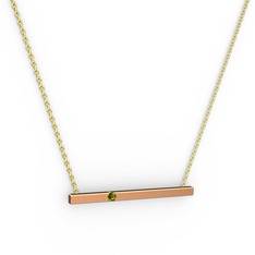 Çubuk Kolye - Peridot 925 ayar rose altın kaplama gümüş kolye (40 cm altın rolo zincir) #1juj65g
