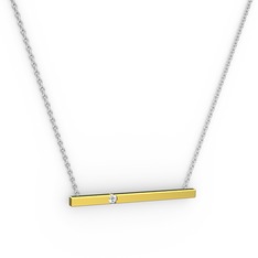 Çubuk Kolye - Beyaz zirkon 8 ayar altın kolye (40 cm gümüş rolo zincir) #1qjq027