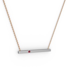 Çubuk Kolye - Kök yakut 18 ayar beyaz altın kolye (40 cm rose altın rolo zincir) #1rf2pwj