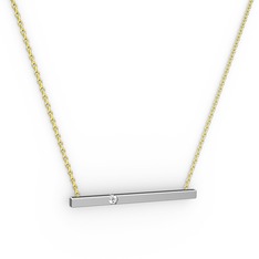 Çubuk Kolye - Beyaz zirkon 18 ayar beyaz altın kolye (40 cm altın rolo zincir) #1rlhjxq