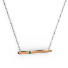 Çubuk Kolye - Yeşil kuvars 8 ayar rose altın kolye (40 cm gümüş rolo zincir) #1robe6n