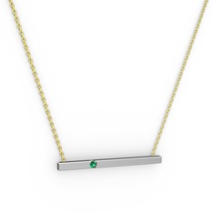 Çubuk Kolye - Yeşil kuvars 14 ayar beyaz altın kolye (40 cm altın rolo zincir) #1sr2ve7