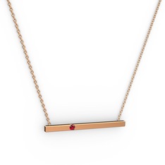 Çubuk Kolye - Garnet 18 ayar rose altın kolye (40 cm rose altın rolo zincir) #2ds6jz