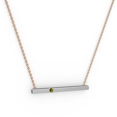 Çubuk Kolye - Peridot 18 ayar beyaz altın kolye (40 cm rose altın rolo zincir) #3uv57w