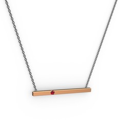 Çubuk Kolye - Garnet 8 ayar rose altın kolye (40 cm gümüş rolo zincir) #7rz4jv
