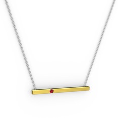 Çubuk Kolye - Garnet 18 ayar altın kolye (40 cm beyaz altın rolo zincir) #91y4ik