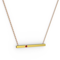 Garnet 18 ayar altın kolye (40 cm rose altın rolo zincir)
