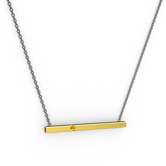 Çubuk Kolye - Sitrin 14 ayar altın kolye (40 cm gümüş rolo zincir) #cayj8z