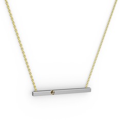 Çubuk Kolye - Dumanlı kuvars 18 ayar beyaz altın kolye (40 cm altın rolo zincir) #j830p