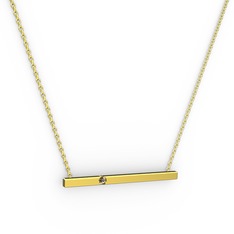 Çubuk Kolye - Dumanlı kuvars 18 ayar altın kolye (40 cm altın rolo zincir) #l717e4