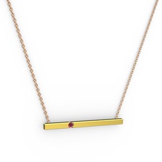 Çubuk Kolye - Kök yakut 8 ayar altın kolye (40 cm rose altın rolo zincir) #vn0ap1