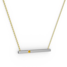 Çubuk Kolye - Sitrin 14 ayar beyaz altın kolye (40 cm altın rolo zincir) #xlnay