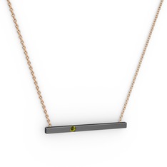 Çubuk Kolye - Peridot 925 ayar siyah rodyum kaplama gümüş kolye (40 cm rose altın rolo zincir) #zx3jnz