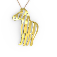 Zebra Kolye - Beyaz zirkon 8 ayar altın kolye (40 cm rose altın rolo zincir) #14j5d38