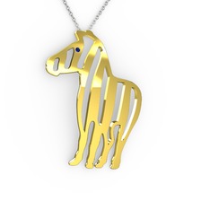 Zebra Kolye - Lab safir 8 ayar altın kolye (40 cm beyaz altın rolo zincir) #16bb8id