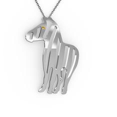 Zebra Kolye - Sitrin 18 ayar beyaz altın kolye (40 cm gümüş rolo zincir) #64s7pj