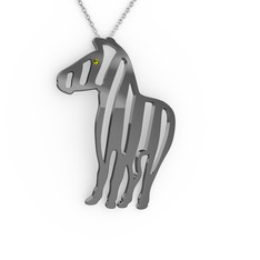 Zebra Kolye - Peridot 925 ayar siyah rodyum kaplama gümüş kolye (40 cm gümüş rolo zincir) #6o6xi2