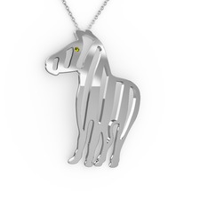 Zebra Kolye - Peridot 14 ayar beyaz altın kolye (40 cm gümüş rolo zincir) #ji9x8u