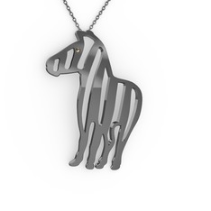 Zebra Kolye - Dumanlı kuvars 925 ayar siyah rodyum kaplama gümüş kolye (40 cm gümüş rolo zincir) #oyvoo1