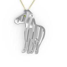Zebra Kolye - Peridot 18 ayar beyaz altın kolye (40 cm altın rolo zincir) #y1xt1m