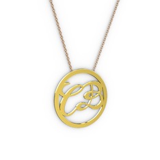 İki Harfli Monogram Kolye - 18 ayar altın kolye (40 cm rose altın rolo zincir) #a1csri