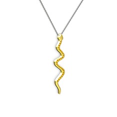 Retil Yılan Kolye - Sitrin 8 ayar altın kolye (40 cm gümüş rolo zincir) #10xnz64
