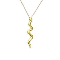 Retil Yılan Kolye - Sitrin 14 ayar altın kolye (40 cm gümüş rolo zincir) #11bkixh