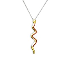 Retil Yılan Kolye - Garnet 8 ayar altın kolye (40 cm beyaz altın rolo zincir) #11uulpi