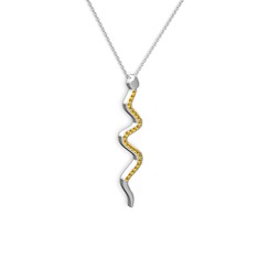 Retil Yılan Kolye - Sitrin 14 ayar beyaz altın kolye (40 cm gümüş rolo zincir) #14gx9z4