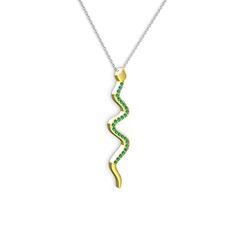 Retil Yılan Kolye - Yeşil kuvars 14 ayar altın kolye (40 cm beyaz altın rolo zincir) #16zf09j