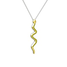 Retil Yılan Kolye - Peridot 18 ayar altın kolye (40 cm beyaz altın rolo zincir) #1l0xl9m