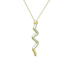 Retil Yılan Kolye - Akuamarin 8 ayar altın kolye (40 cm altın rolo zincir) #78wcrk