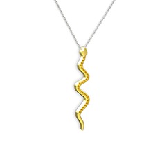 Retil Yılan Kolye - Sitrin 8 ayar altın kolye (40 cm beyaz altın rolo zincir) #7shpiu