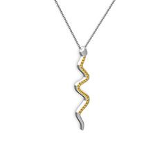 Retil Yılan Kolye - Sitrin 8 ayar beyaz altın kolye (40 cm gümüş rolo zincir) #8iv8gz